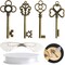30 PCS Vintage Skeleton Keys Flying Keys Charms with 30 Pairs Dragonfly Wings and 30 Yards Elastic Crystal String for DIY Jewelry Making Wedding Party Favors Room Decor